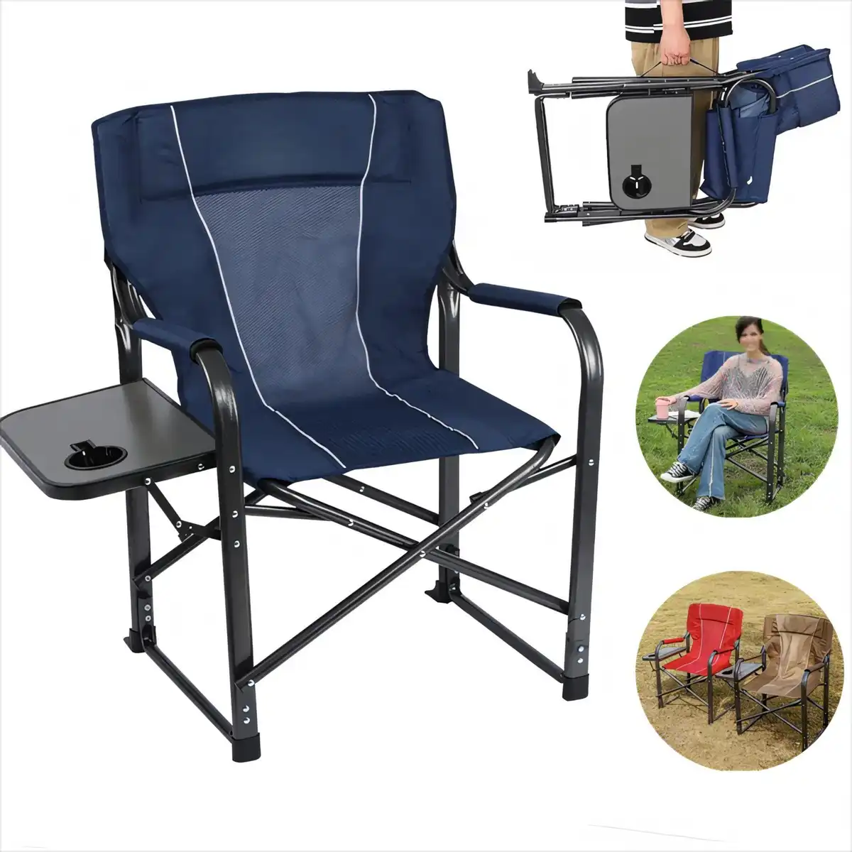 Folding Director Chair with Side Table