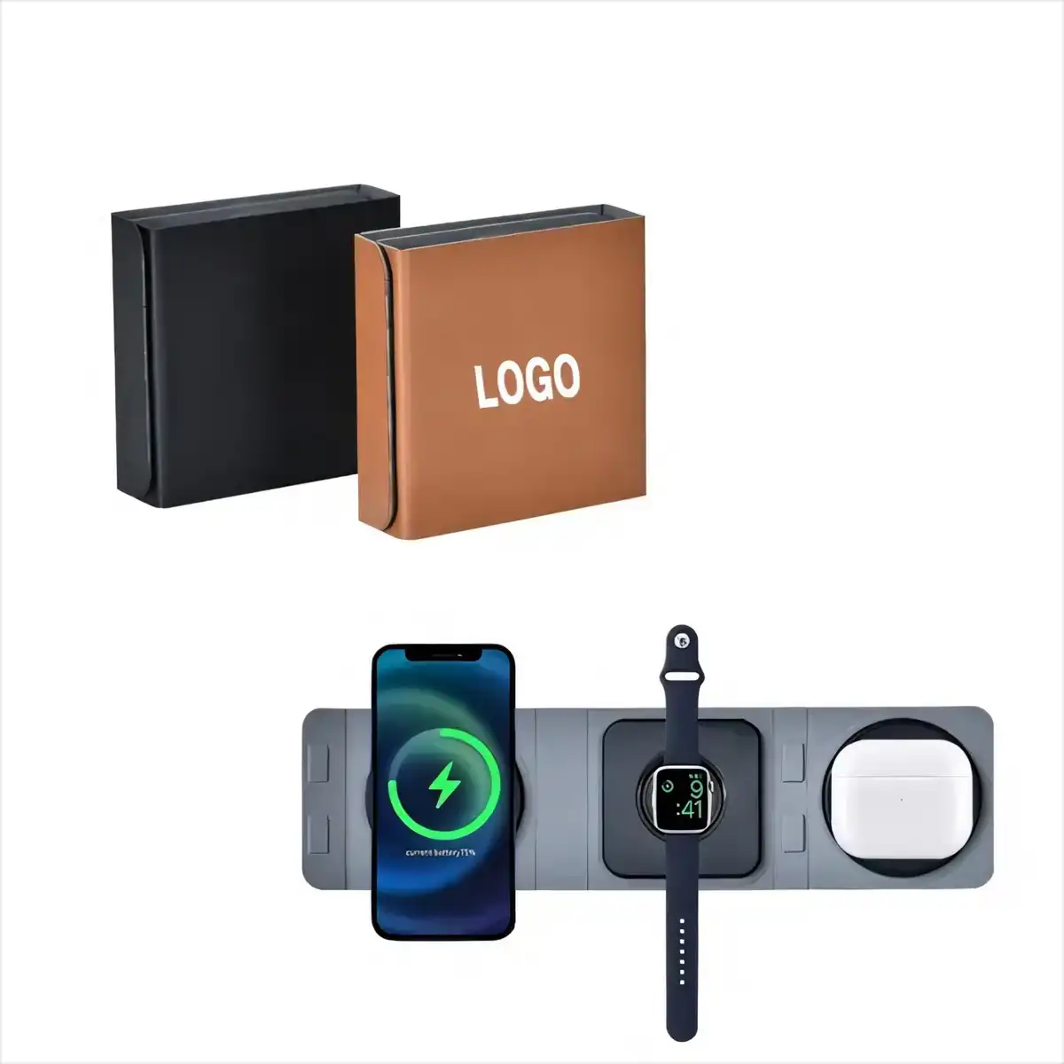 Leather 3-in-1 Wireless Charging Station