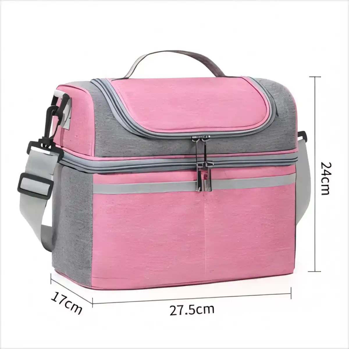 Insulated Dual Compartment Lunch Tote custom logo imprint view