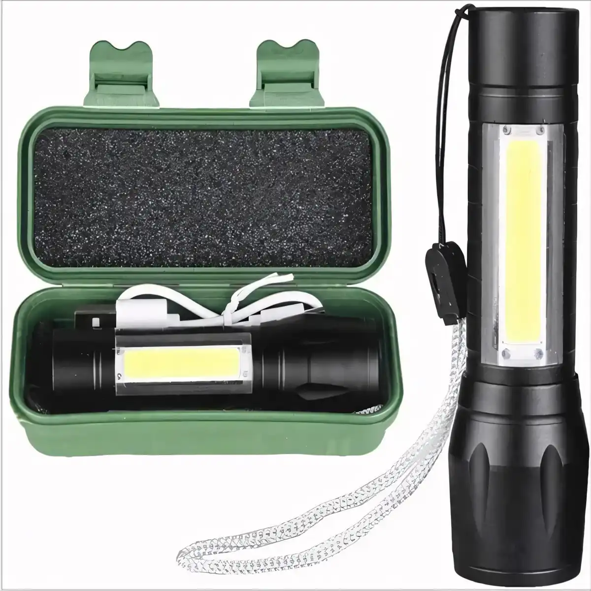 Mini LED Flashlight COB Rechargeable