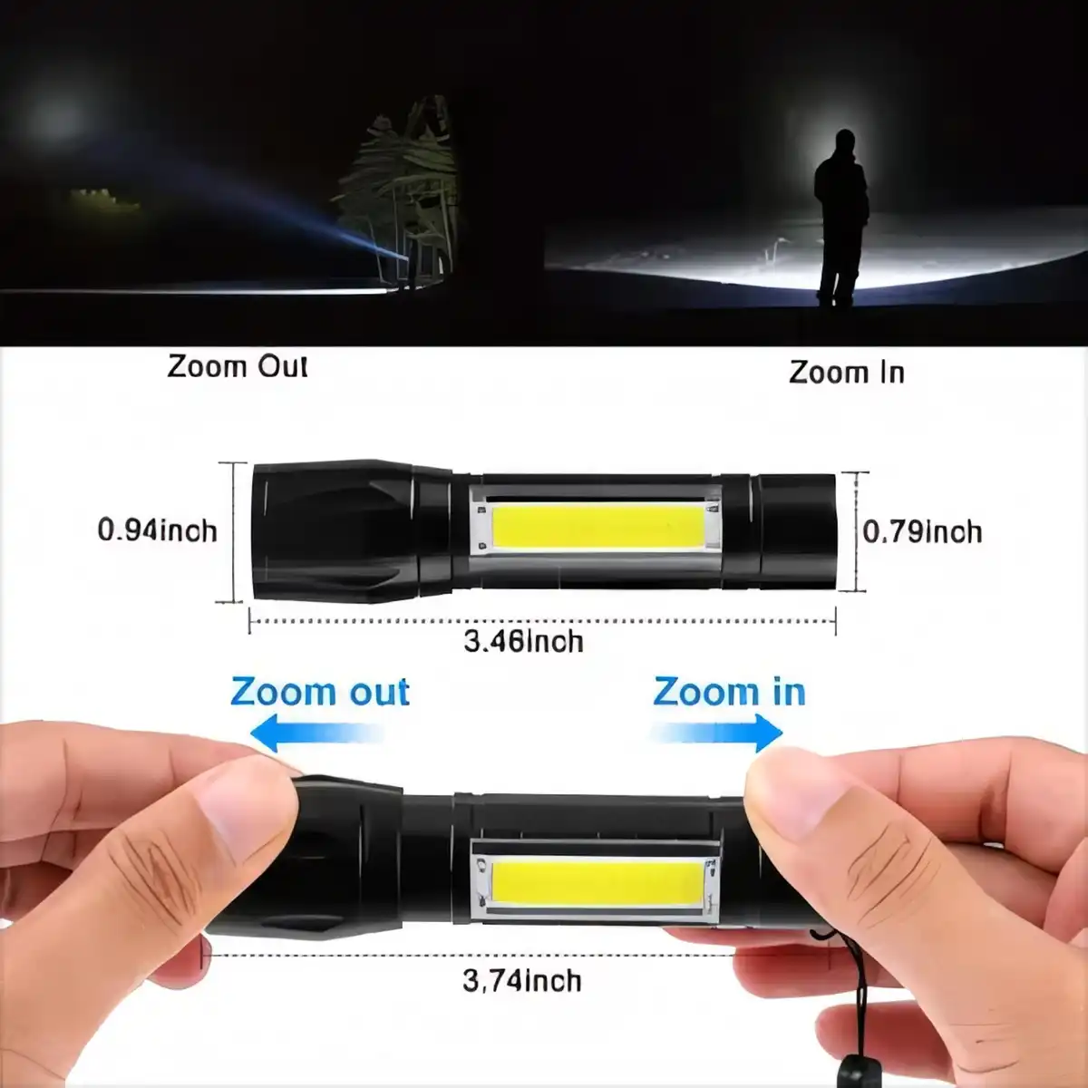 Mini LED Flashlight COB Rechargeable product detail view