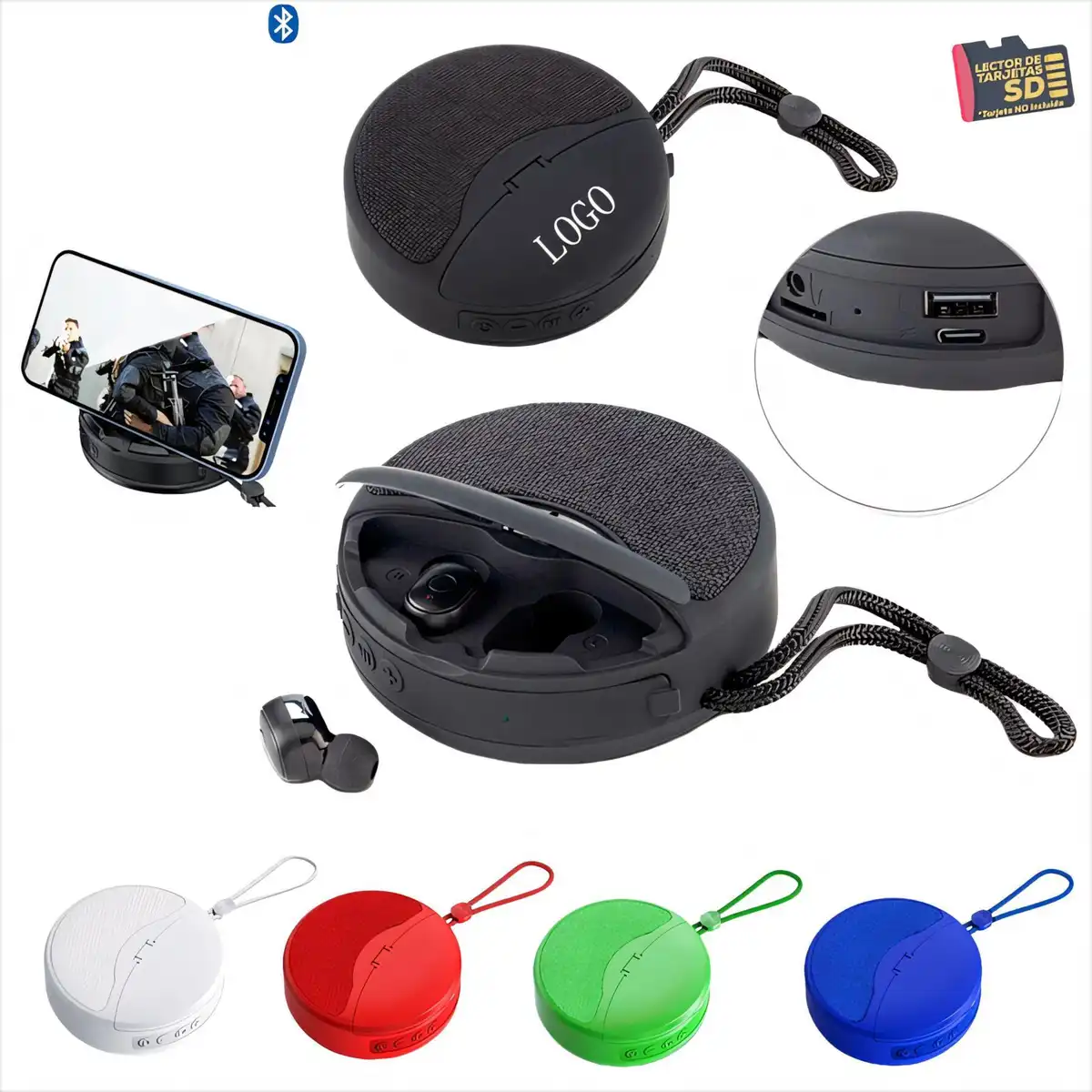 Portable Speaker with Earbuds