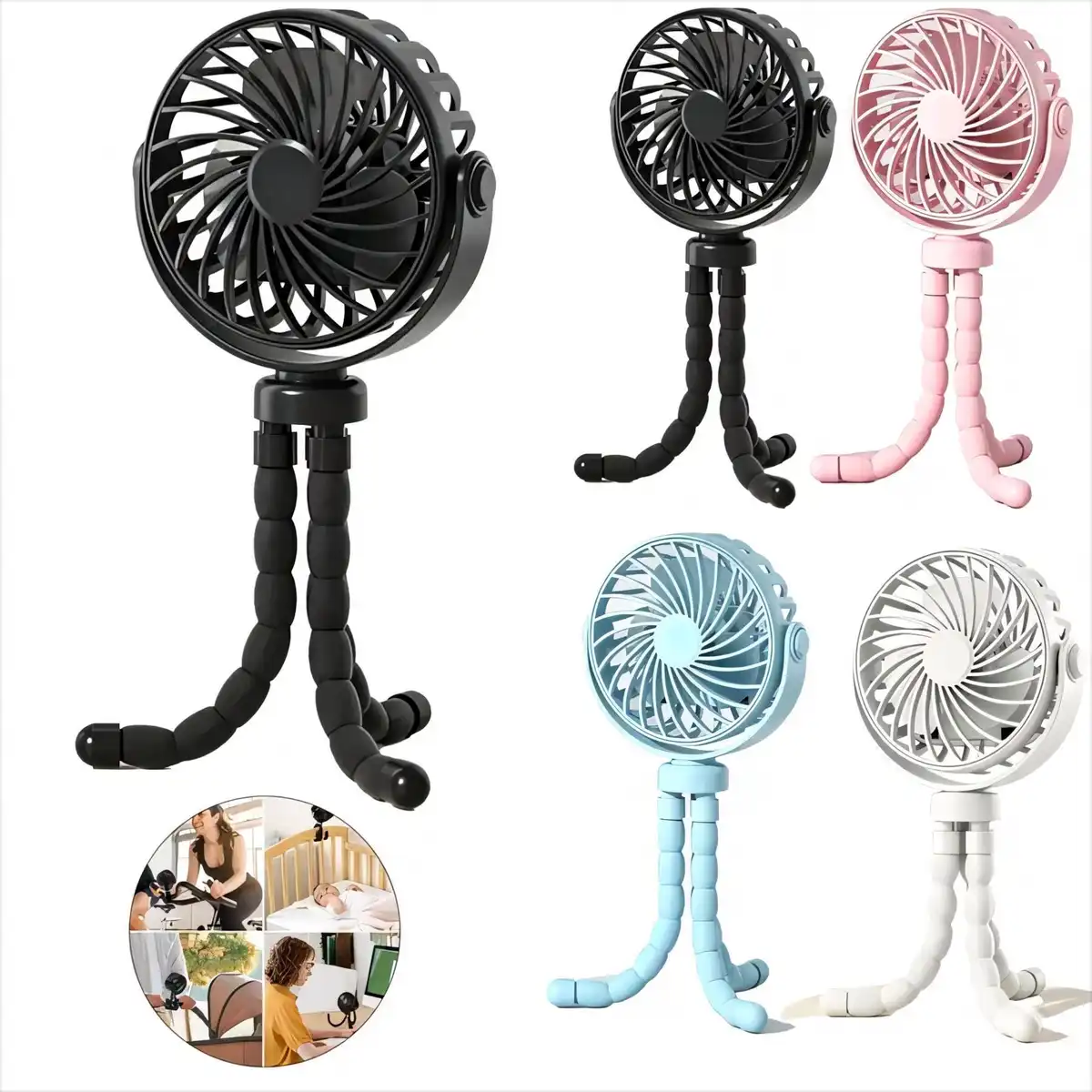 Portable 3 Speed Flexible Tripod Fan