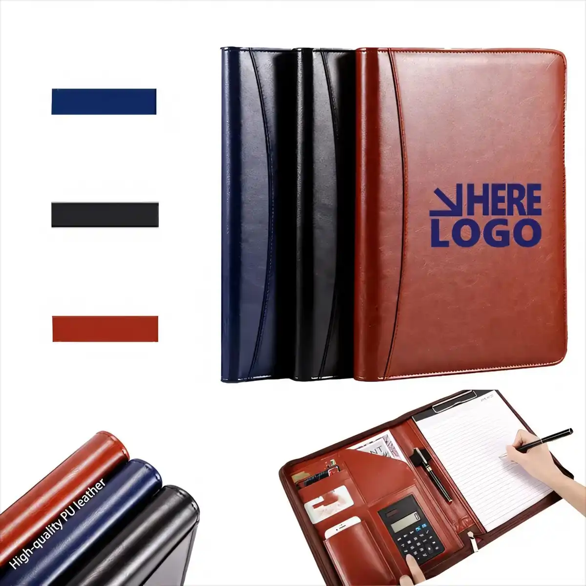 A4 Leather Clipboard Organizer Portfolio