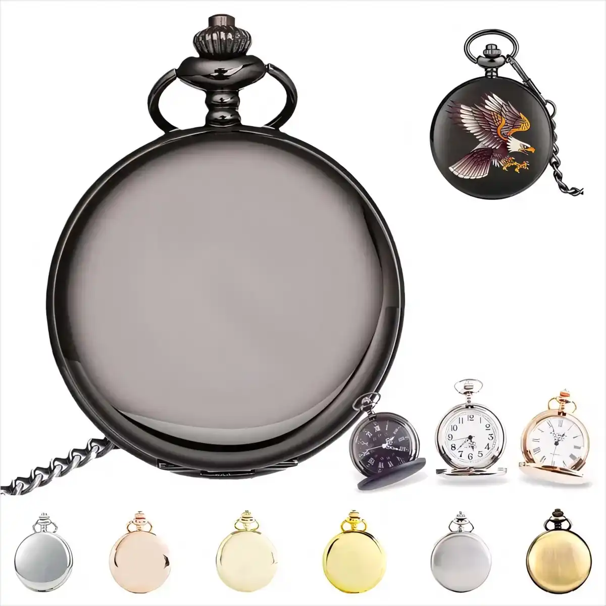 Antique Brass Pocket Watch with Chain