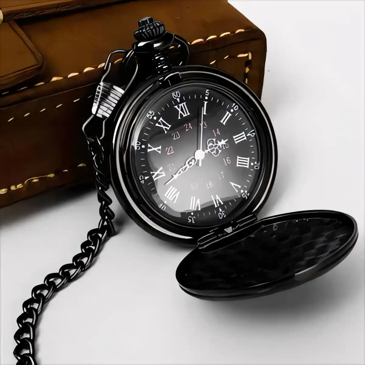 Antique Brass Pocket Watch with Chain alternate product angle