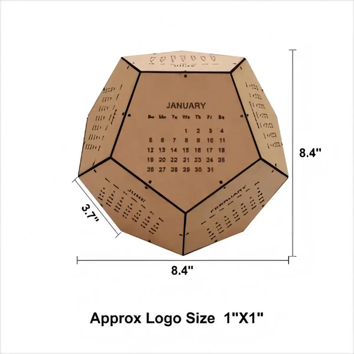 12-Sided Wooden Desk Calendar product detail view