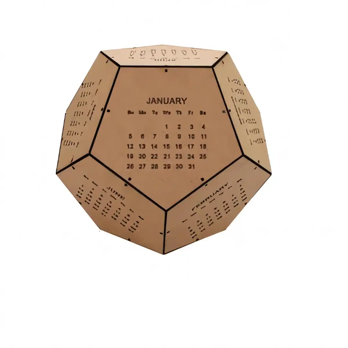 12-Sided Wooden Desk Calendar alternate product angle