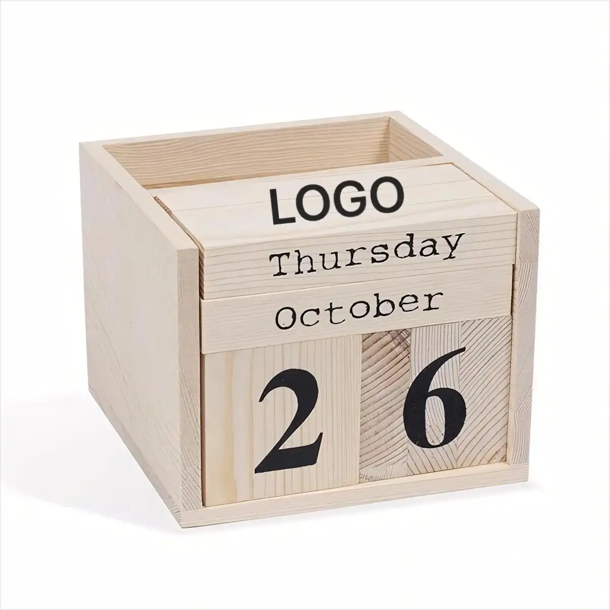 Rotating Wooden Block Calendar Desk