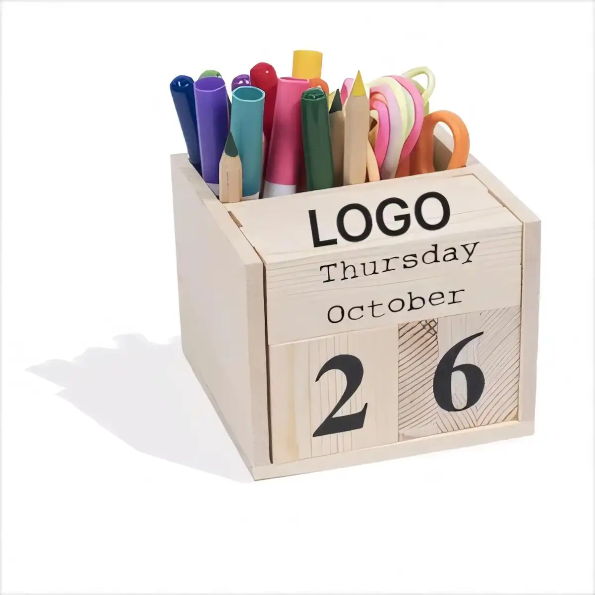 Rotating Wooden Block Calendar Desk alternate product angle