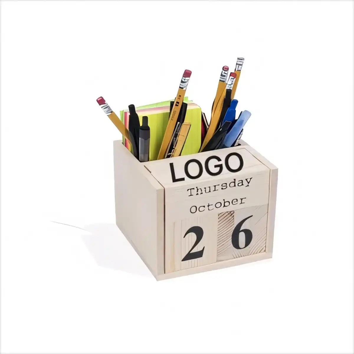 Rotating Wooden Block Calendar Desk product close-up