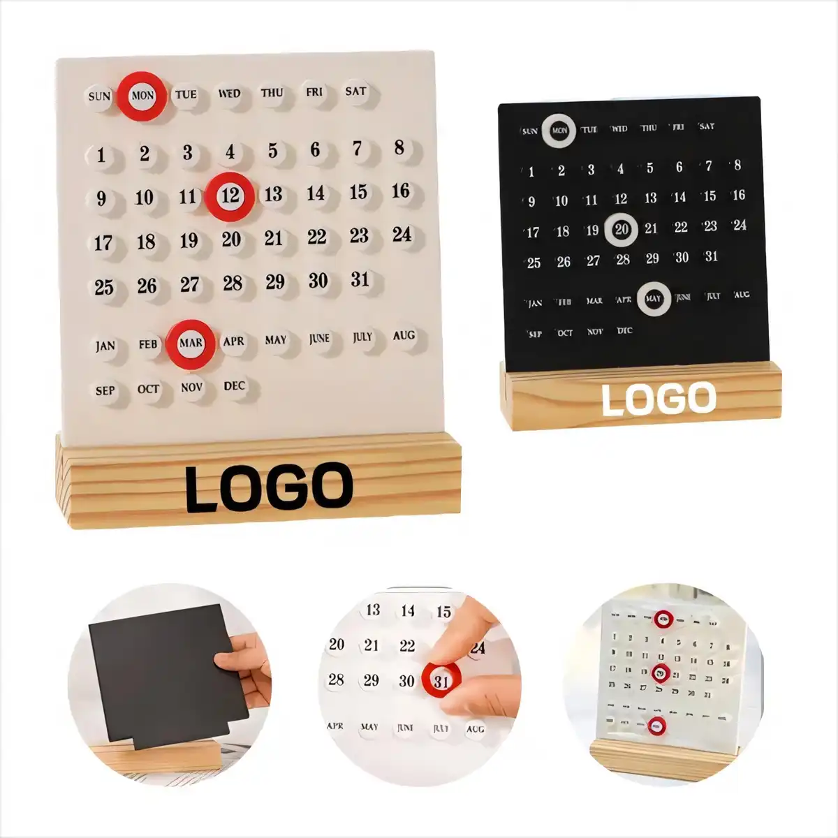 Wood Acrylic Perpetual Desk Calendar