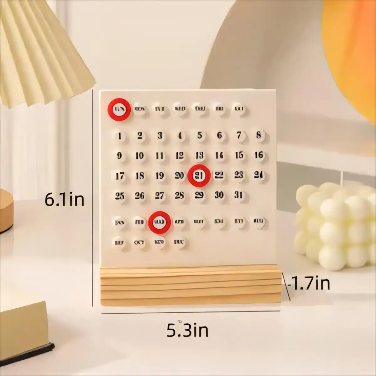 Wood Acrylic Perpetual Desk Calendar alternate product angle