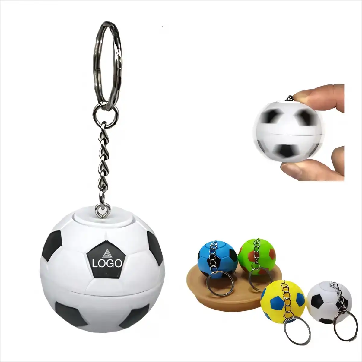 Mini Soccer Fidget Spinner Keychain