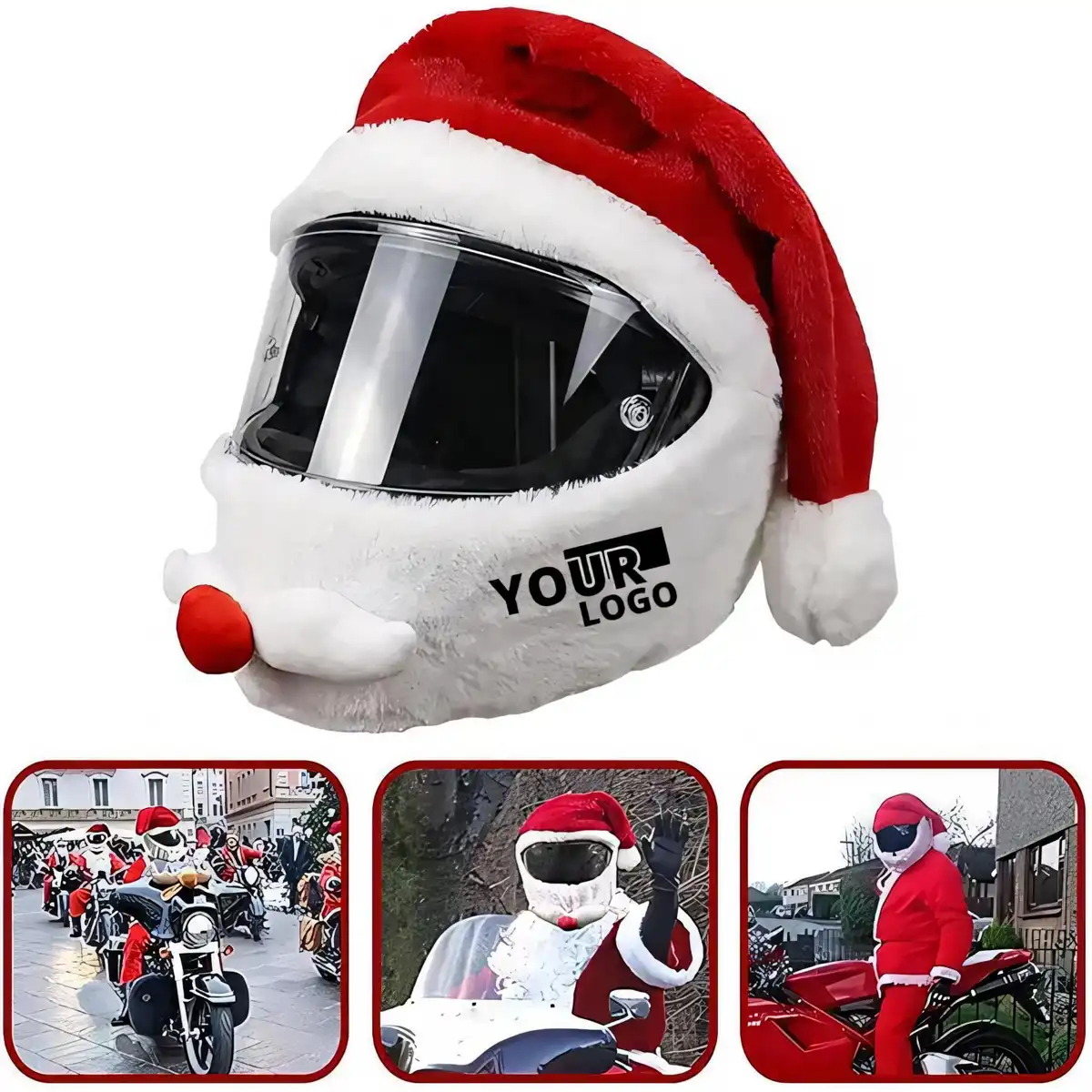 Festive Santa Helmet Cover