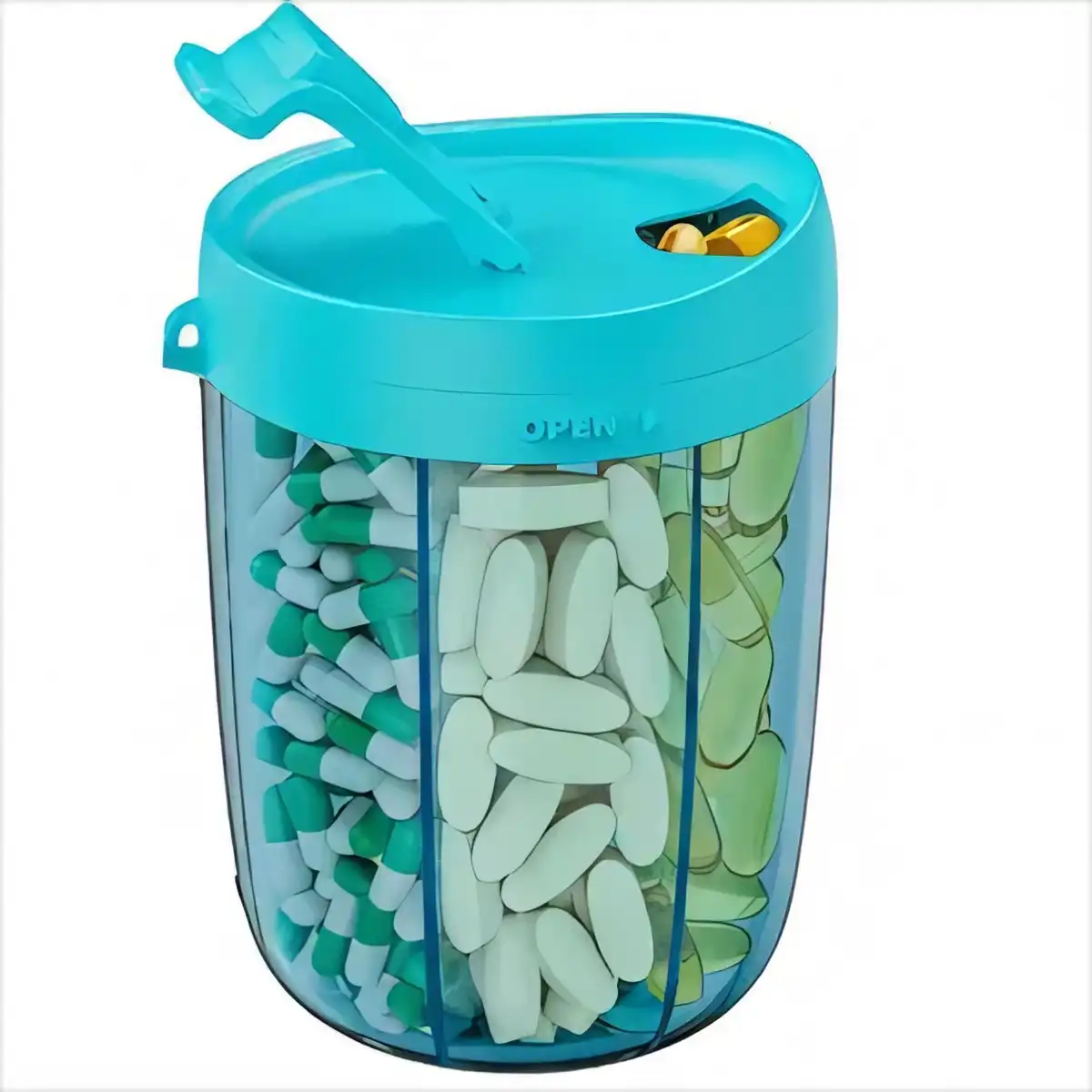 Rotating Pill Organizer with Compartments product close-up