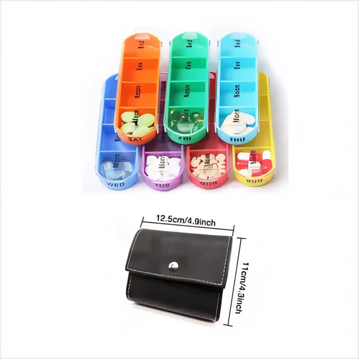 Leather Weekly Pill Planner product detail view