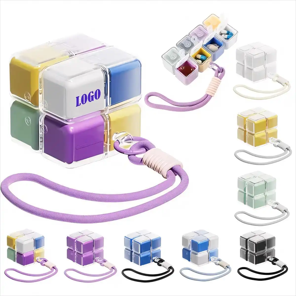 Magnetic Cube Pill Organizer Travel