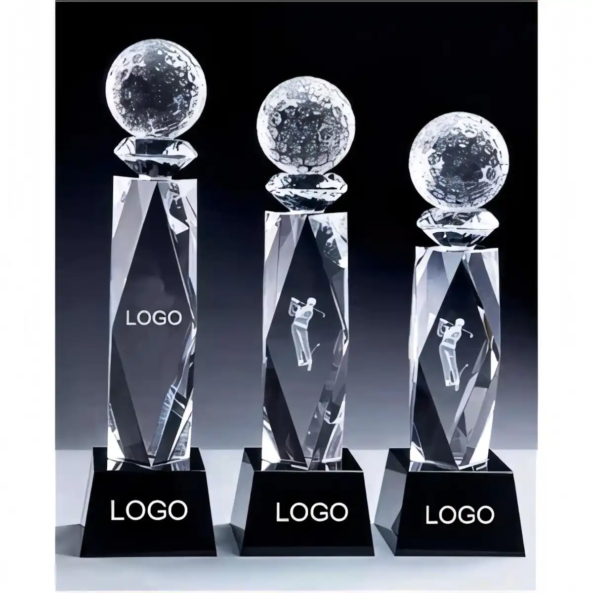 Premium Crystal Golf Champion Trophy product detail view
