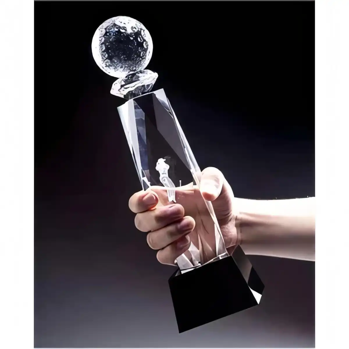 Premium Crystal Golf Champion Trophy alternate product angle
