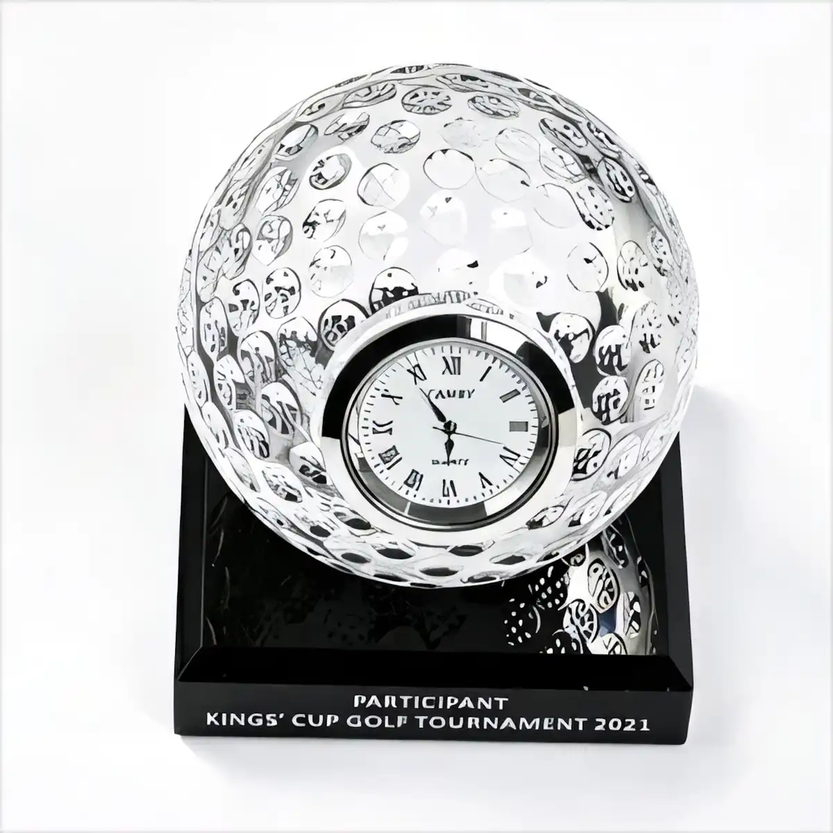 Crystal Golf Ball Timepiece Trophy product detail view