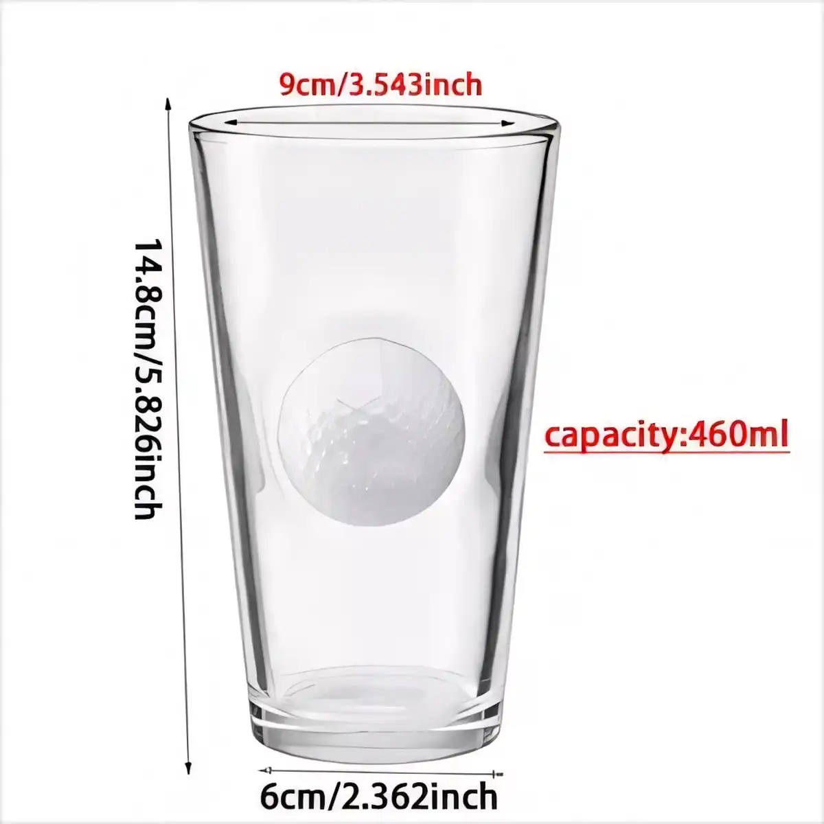 16oz Embedded Ball Pint Glass alternate product angle