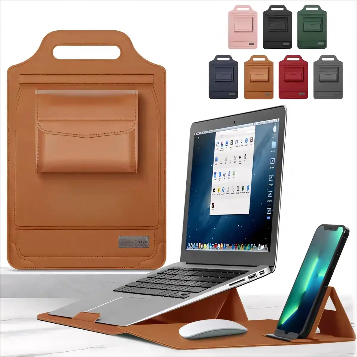 Ergonomic PU Laptop Sleeve Stand