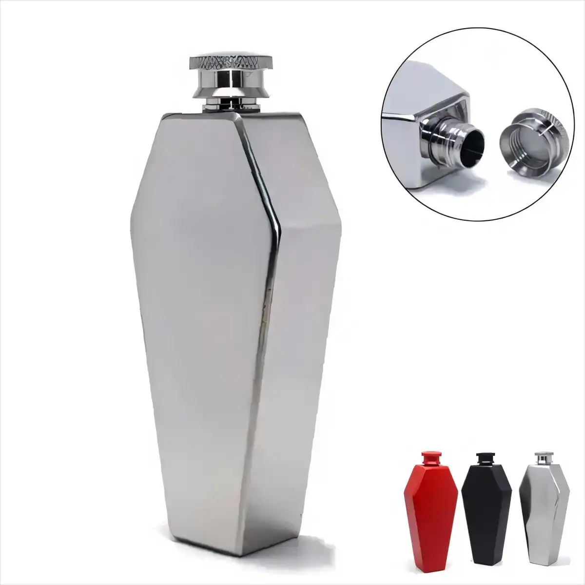 Coffin Flask 3.5oz Stainless Steel