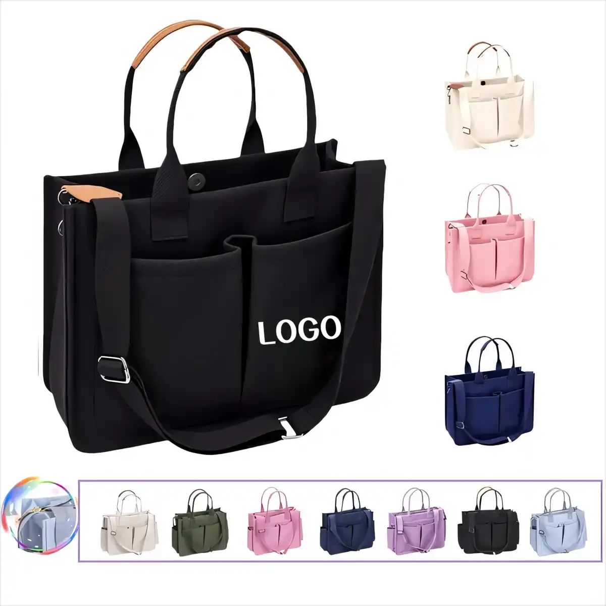 Large Canvas Tote with Compartments