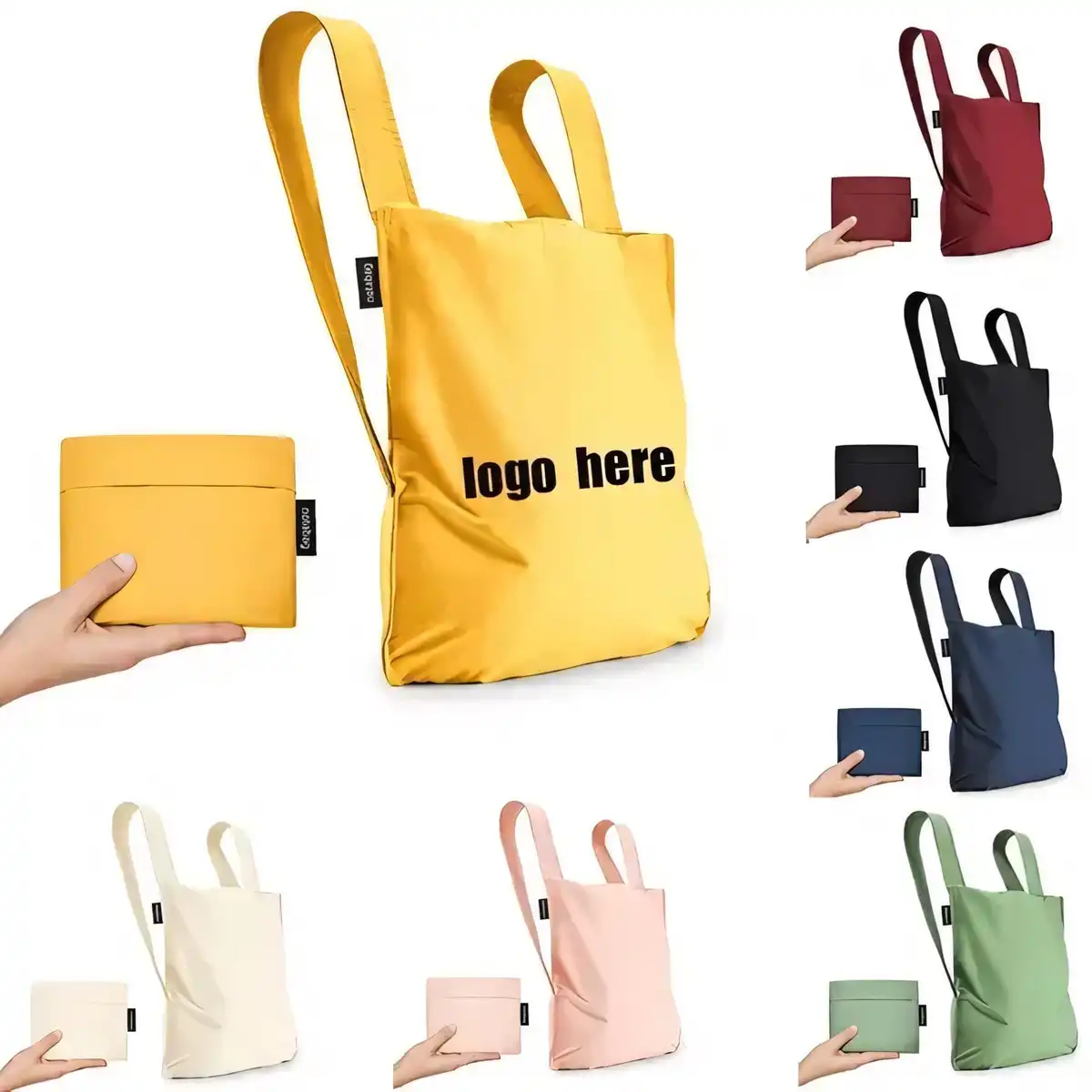 Foldable Nylon Shopping Tote Backpack