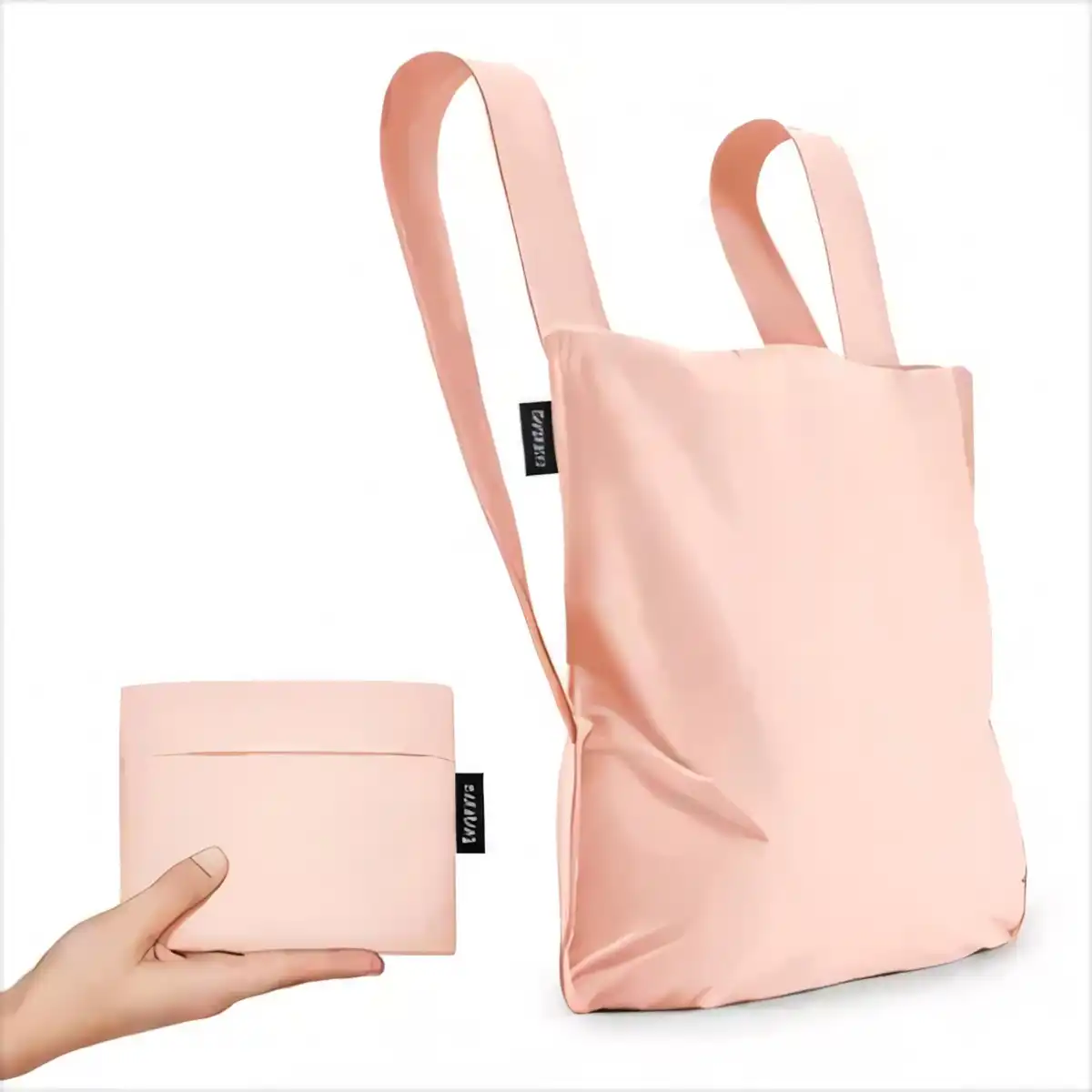 Foldable Nylon Shopping Tote Backpack product with accessories