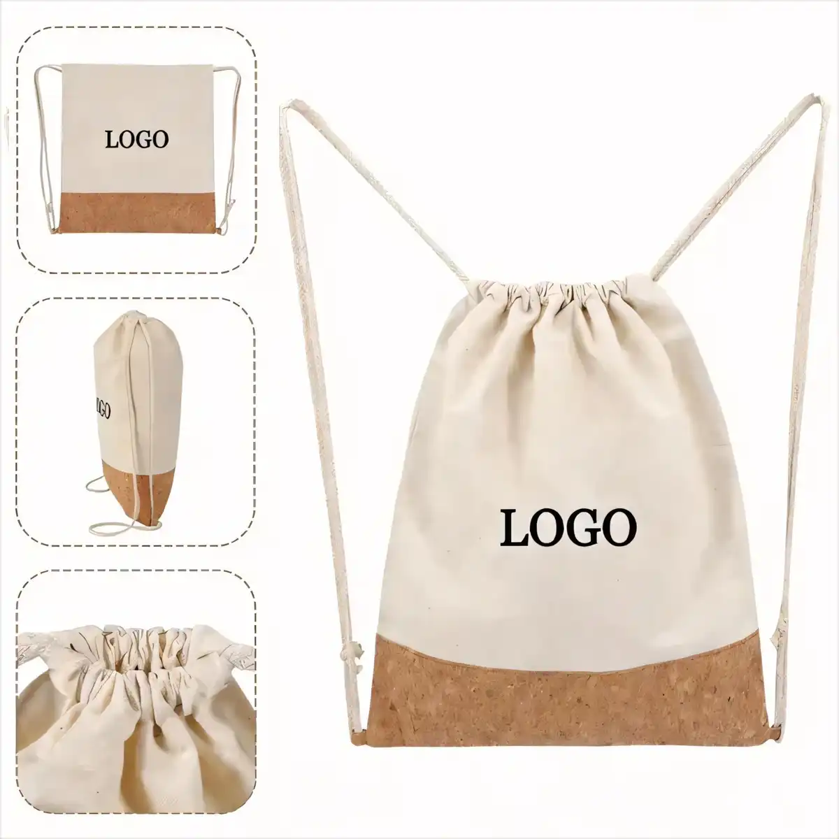 Natural Cotton Linen Drawstring Storage Bag