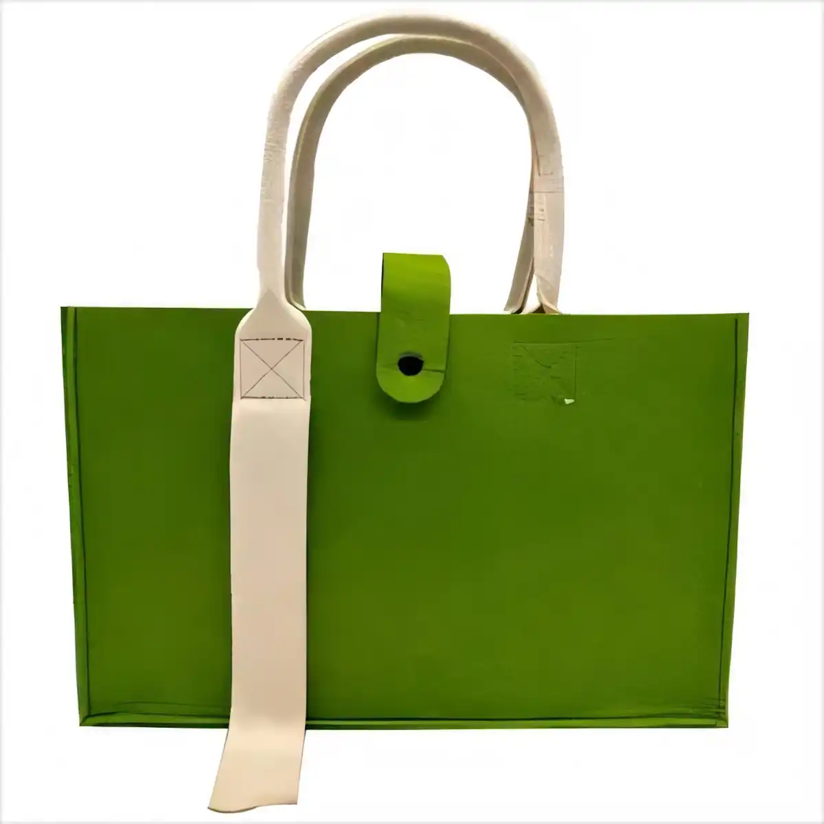 Elegant Wool Felt Tote with Wooden Handles product detail view