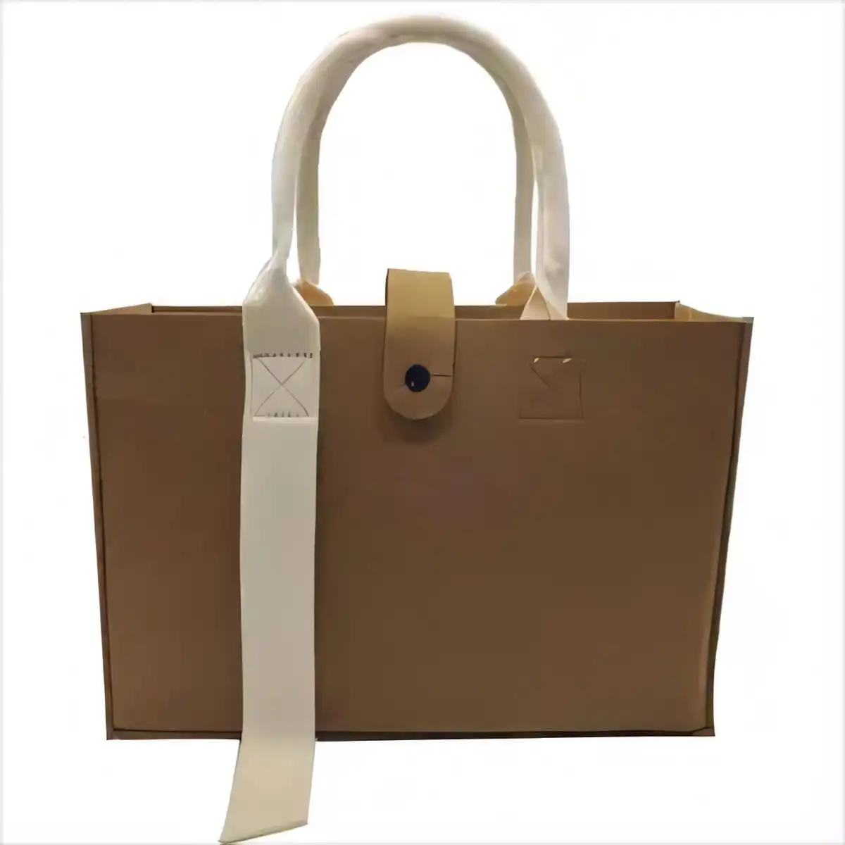 Elegant Wool Felt Tote with Wooden Handles alternate product angle
