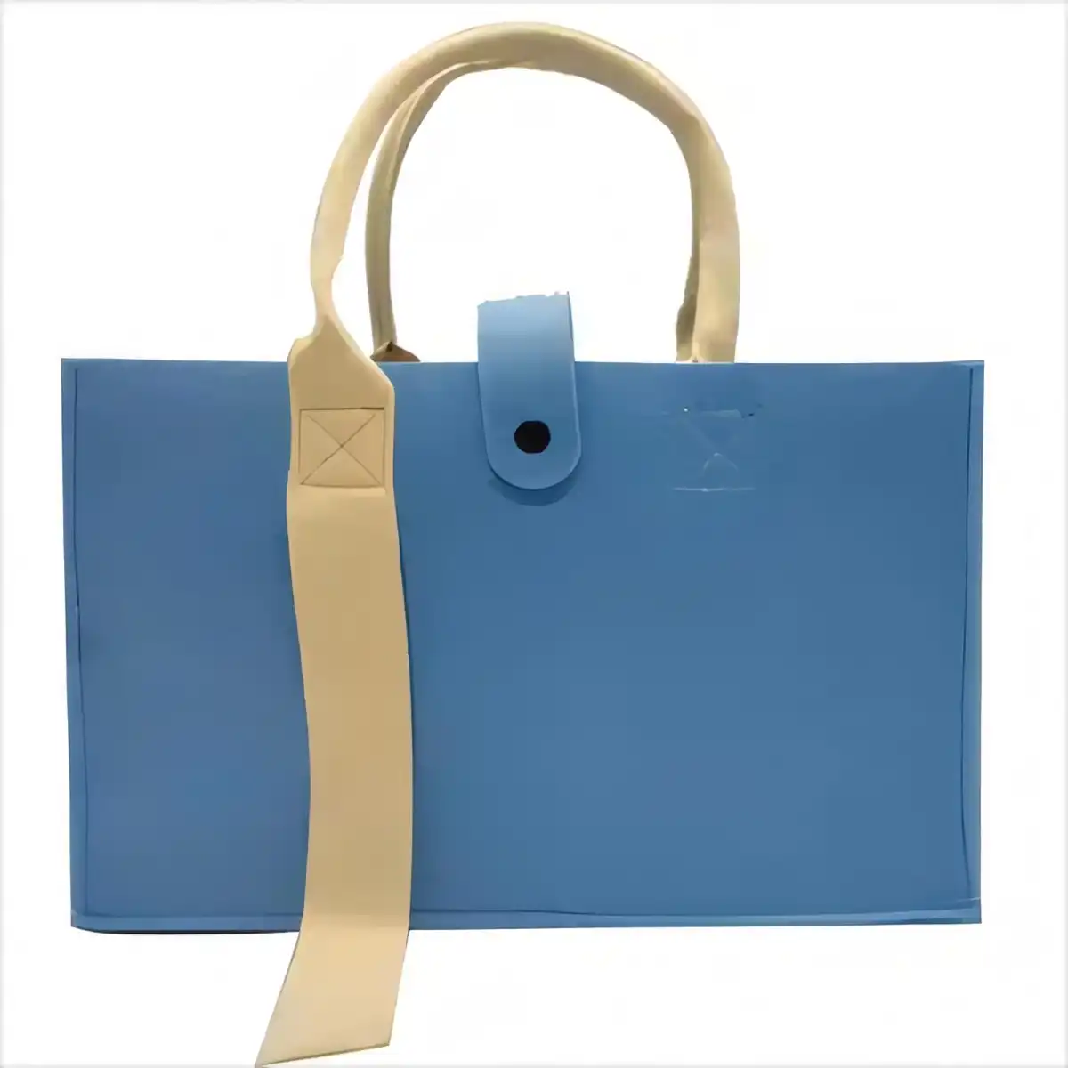Elegant Wool Felt Tote with Wooden Handles product close-up