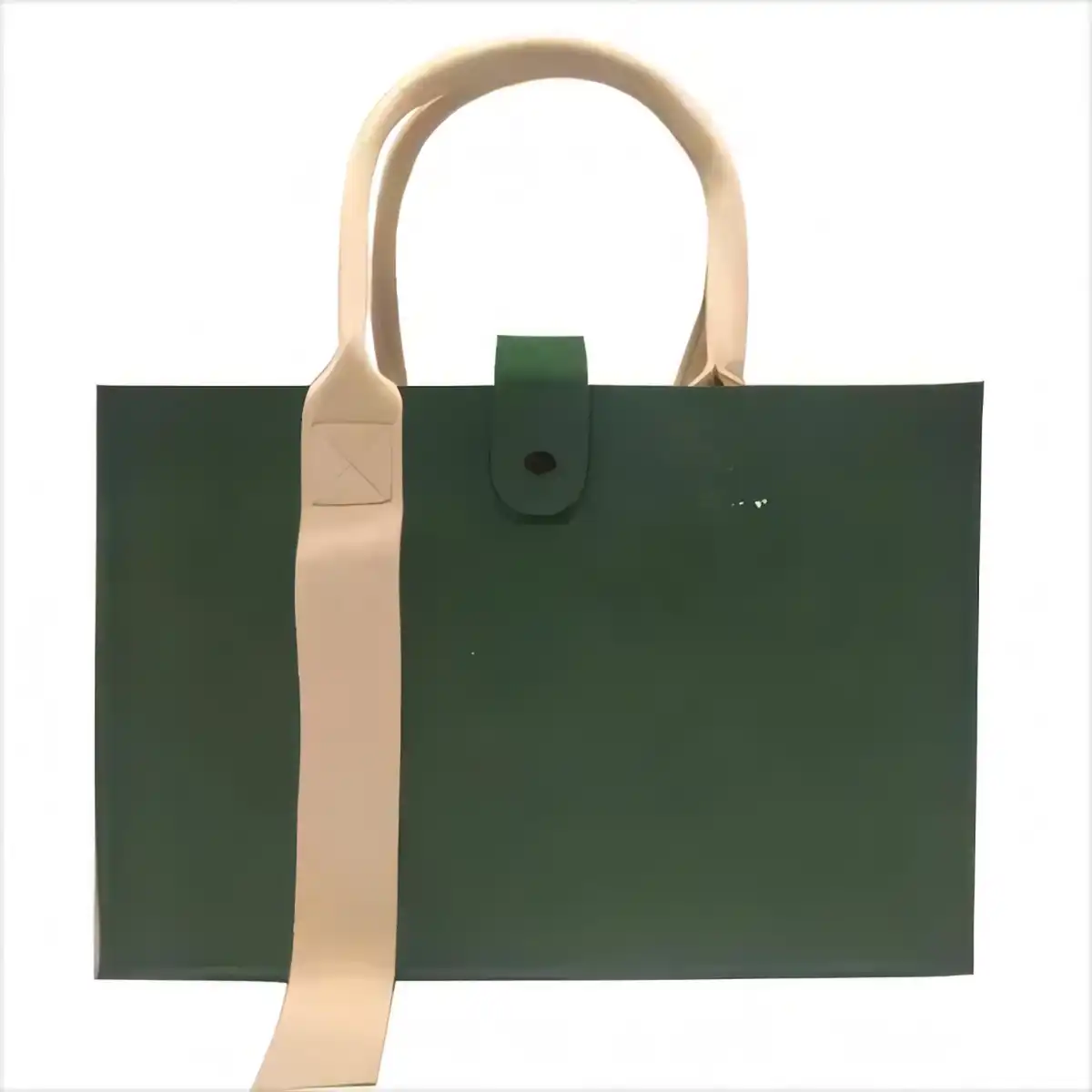 Elegant Wool Felt Tote with Wooden Handles product with accessories