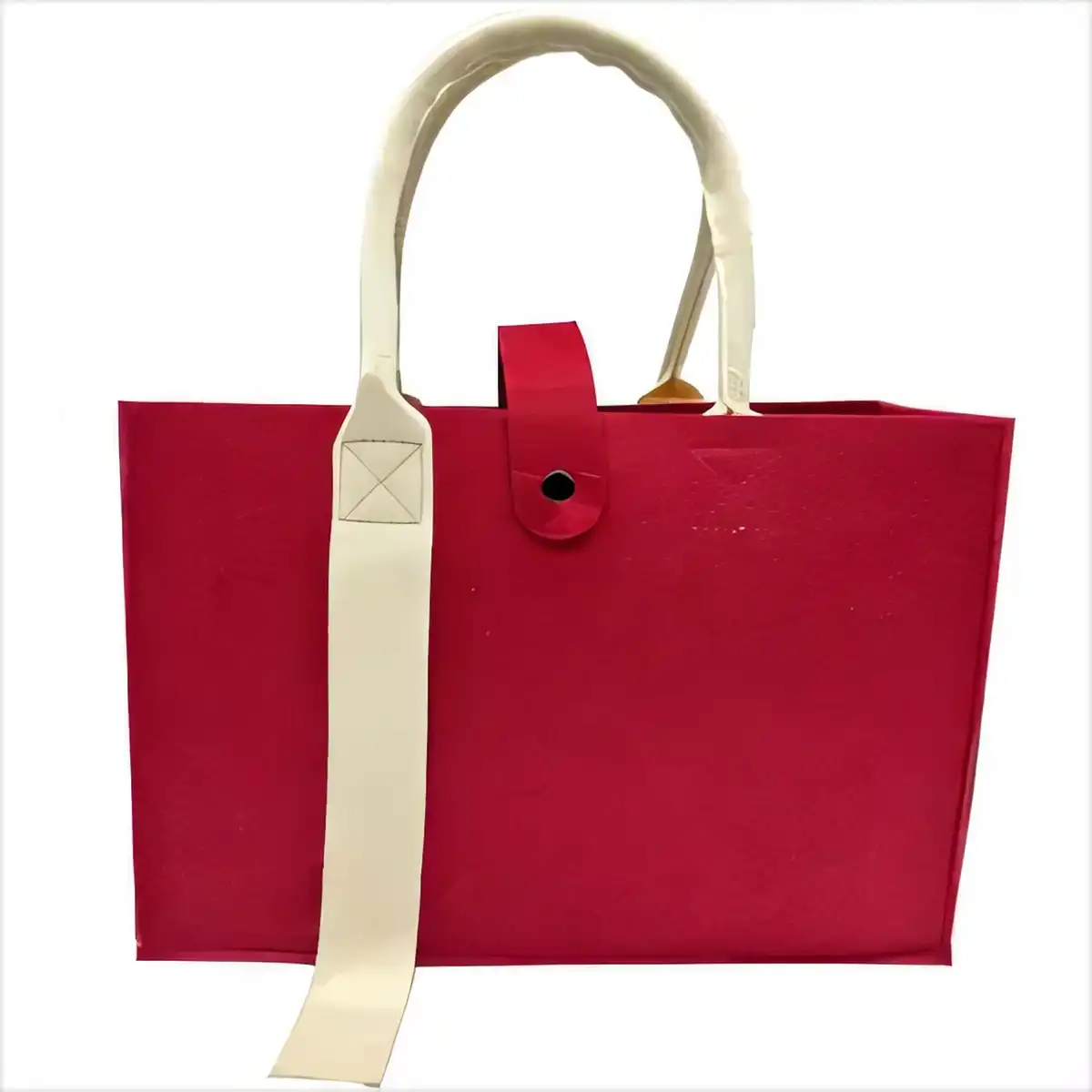 Elegant Wool Felt Tote with Wooden Handles custom logo imprint view
