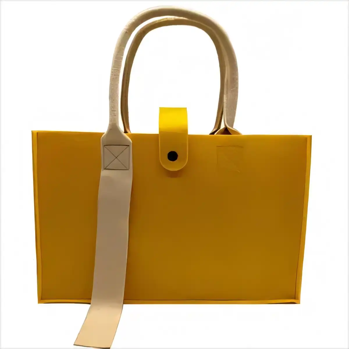 Elegant Wool Felt Tote with Wooden Handles product in use