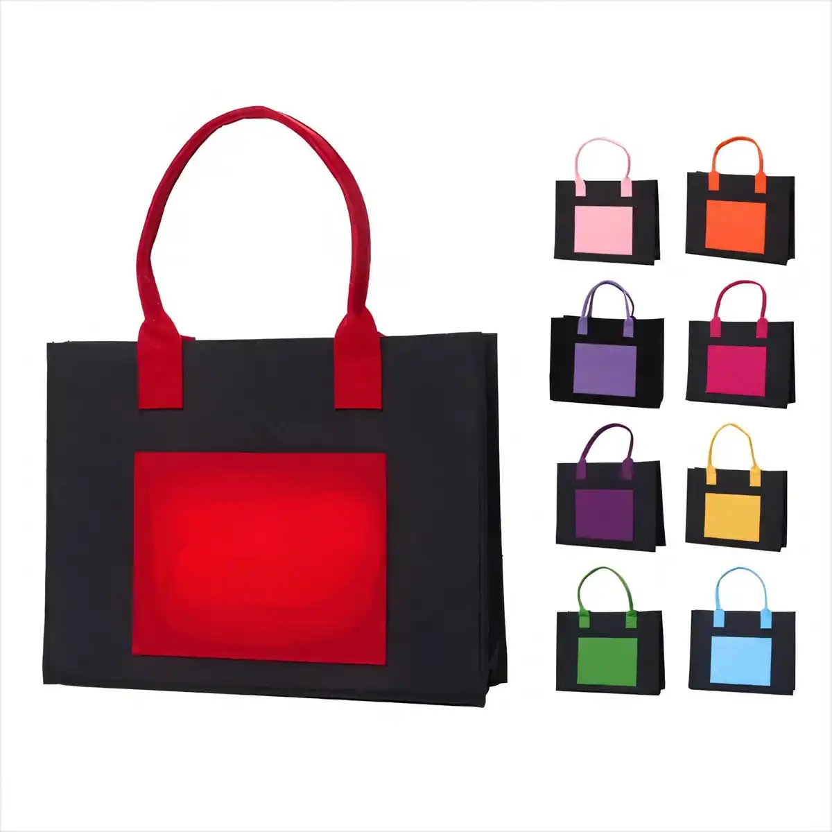Felt Tote Bag with Pocket