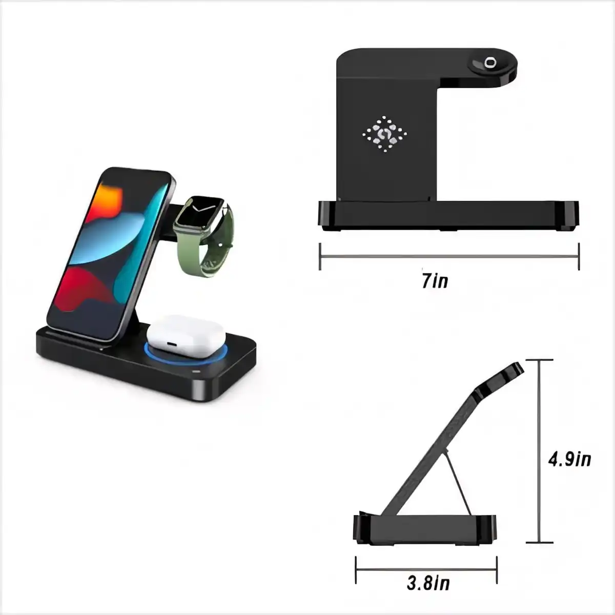Foldable 3-in-1 Wireless Charger Stand product detail view