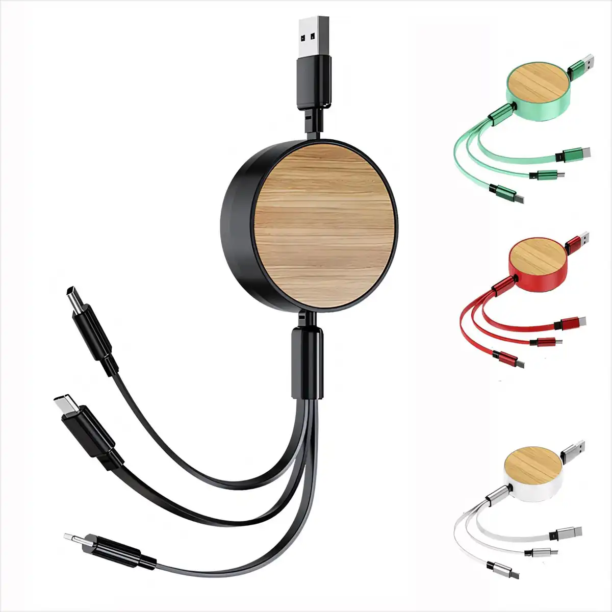 Bamboo Retractable 3-in-1 Charger