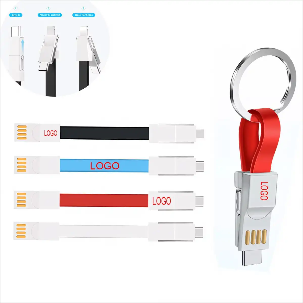 Magnetic 3 in 1 Charging Cable Keychain