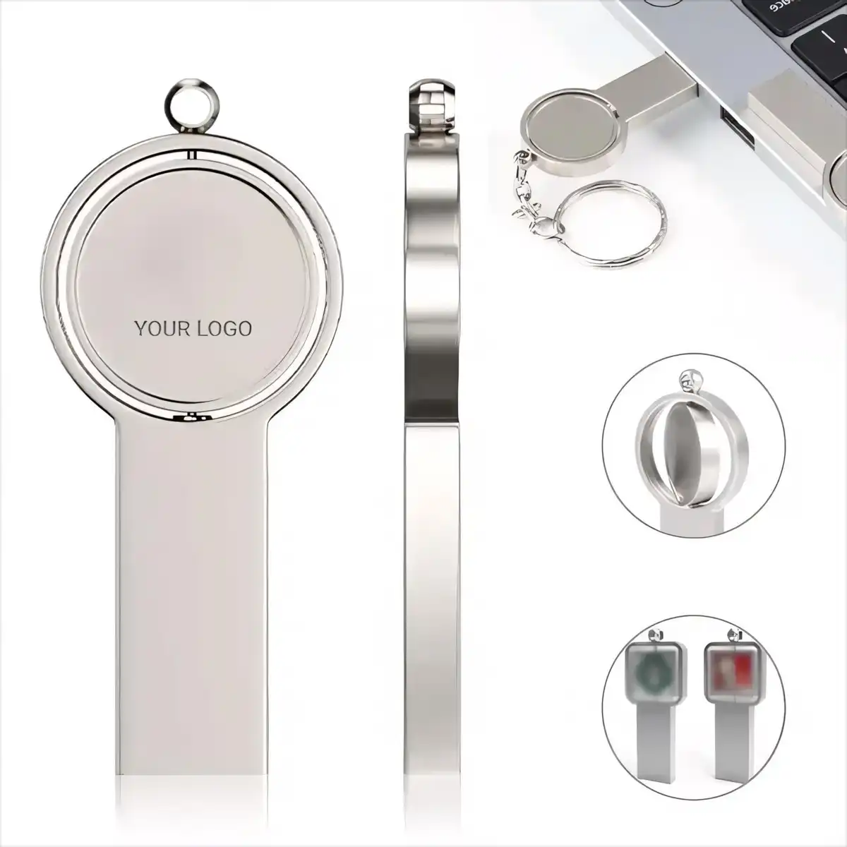 Rotating USB Drive Keychain 16GB