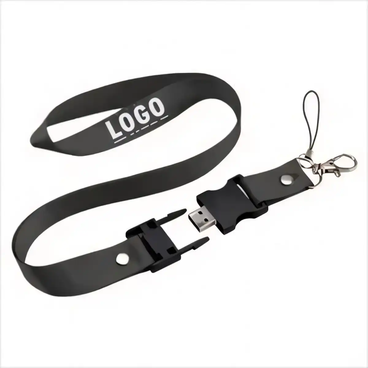 Aluminum Lanyard USB Drive custom logo imprint view