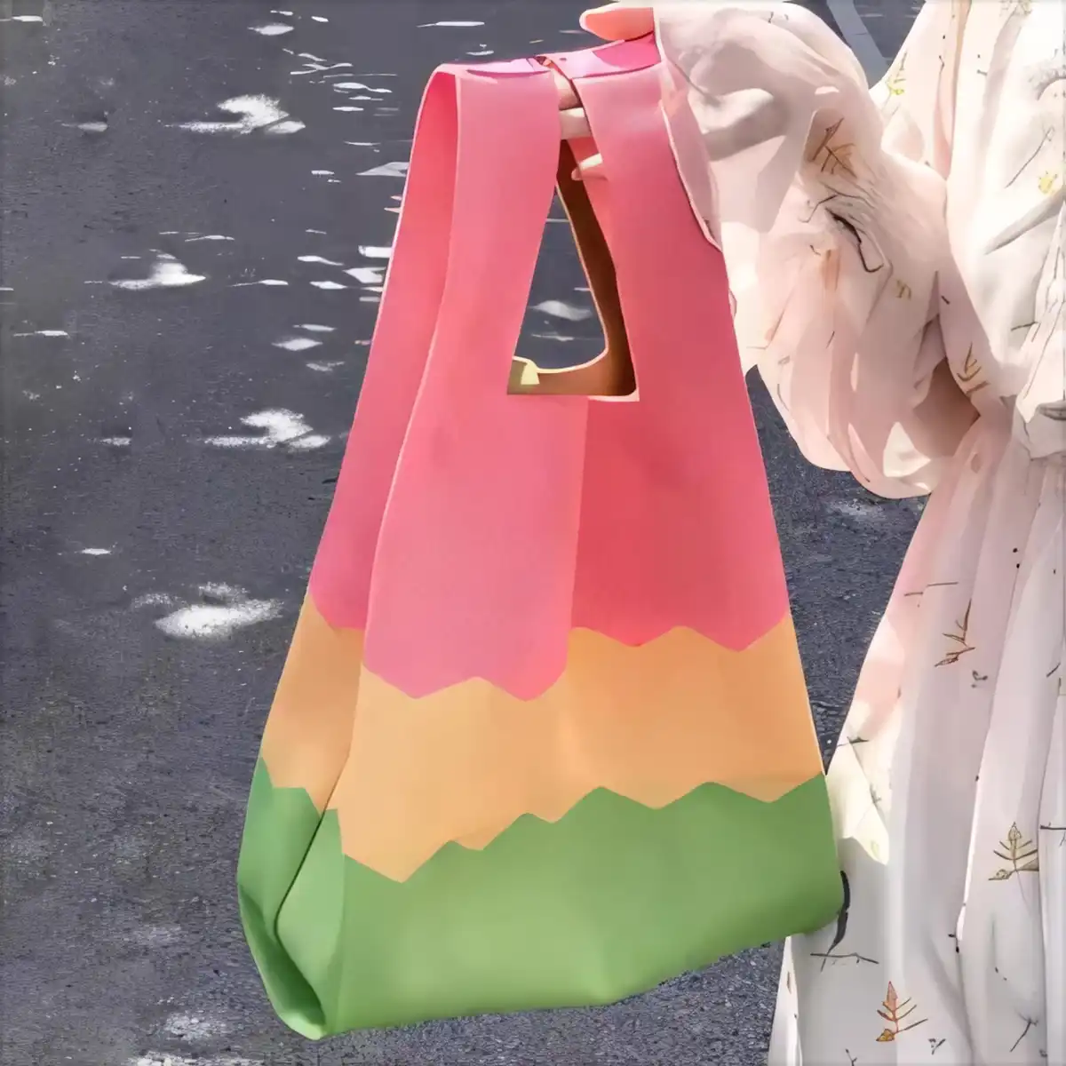 Handmade Knit Grocery Tote alternate product angle