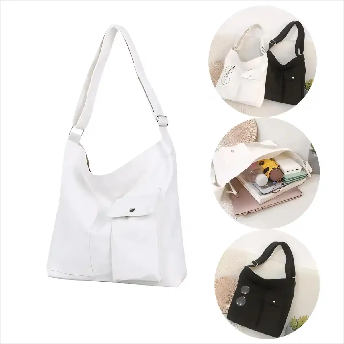 Vintage Canvas Tote with Pockets