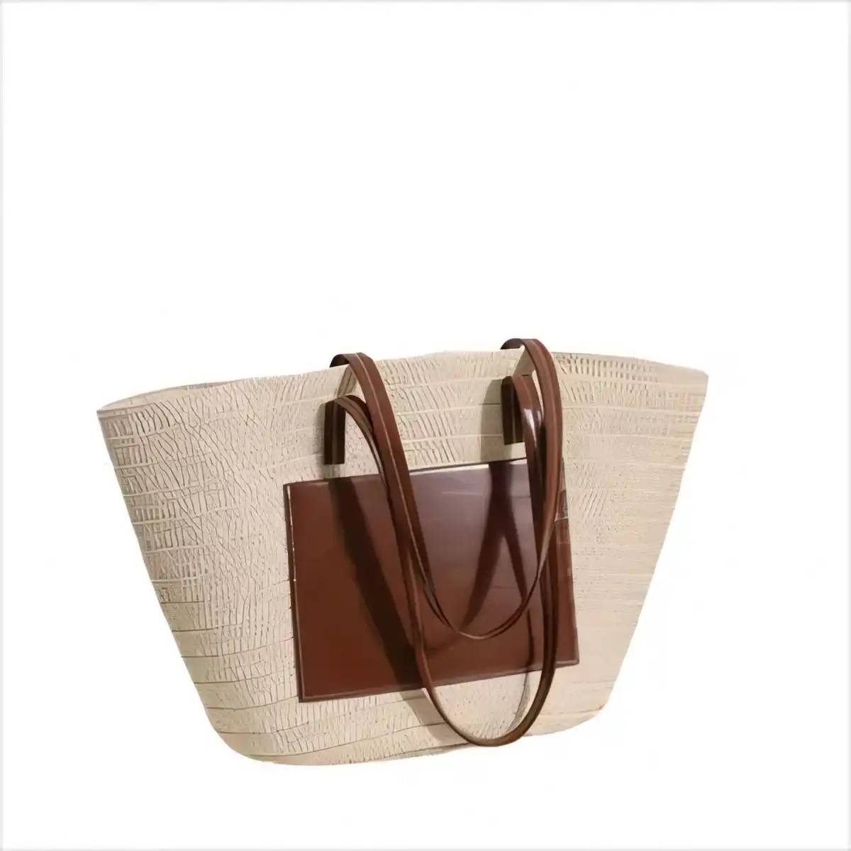 Woven Straw Beach Tote product close-up