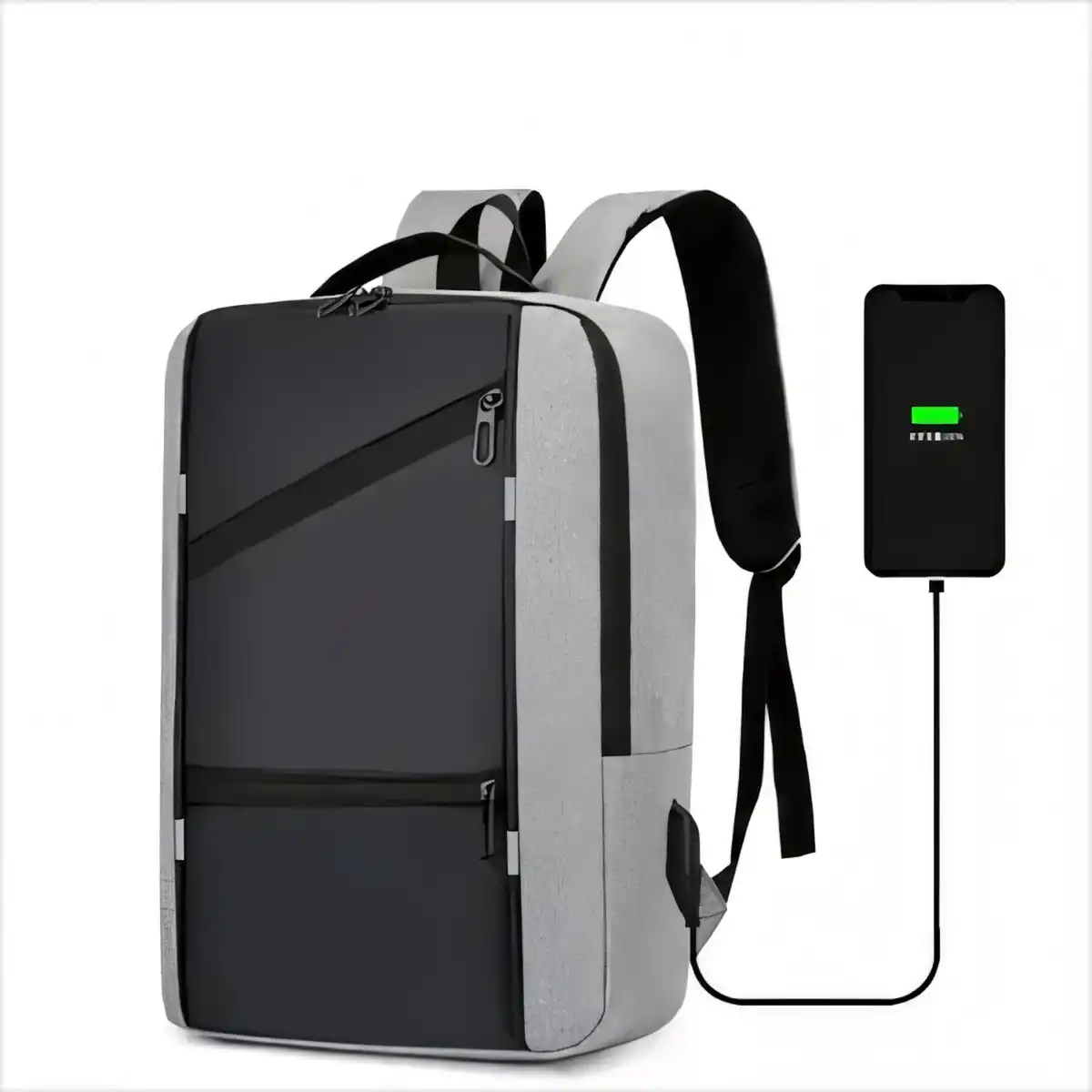 USB Port Student Backpack with Charging Cable product detail view