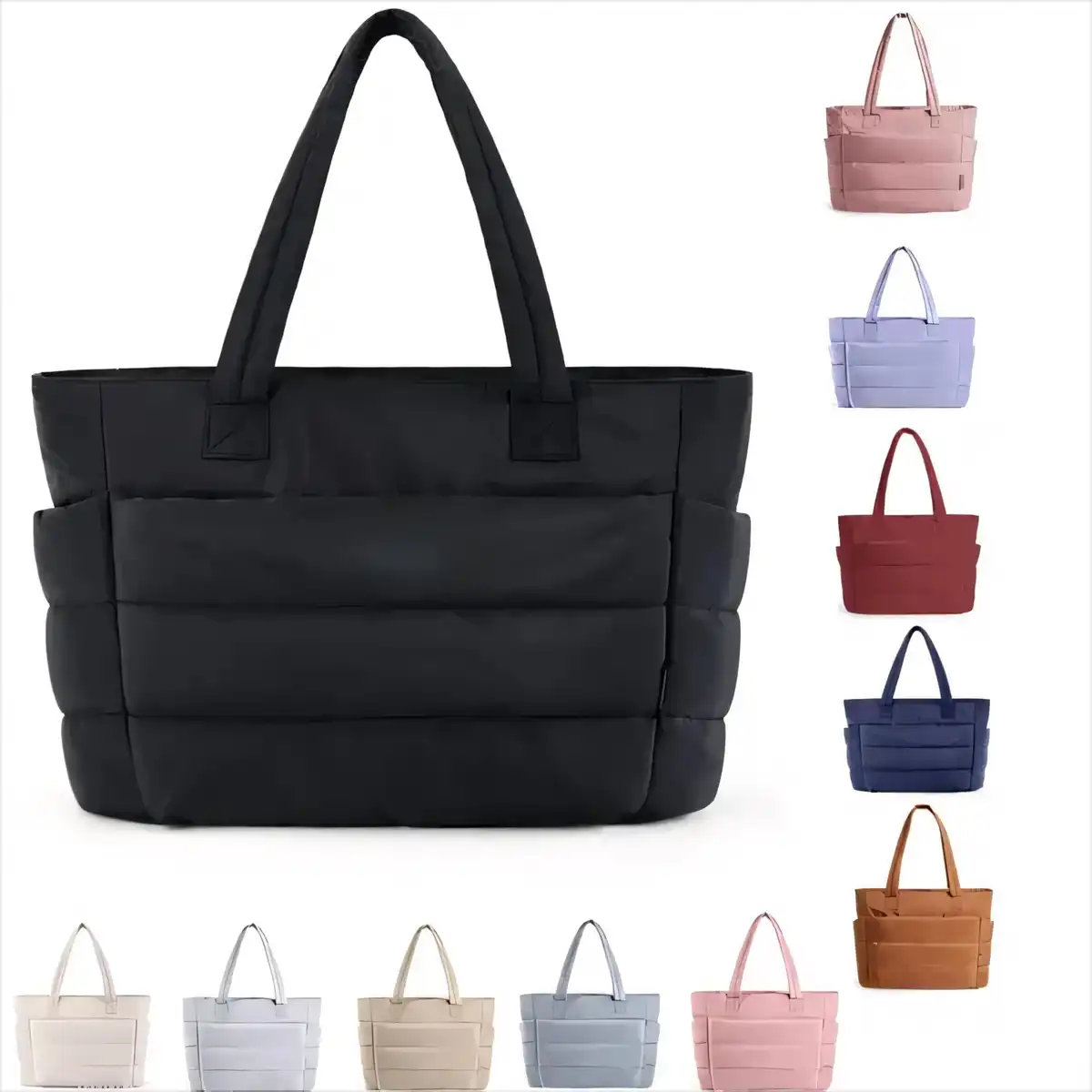 Fluffy Nylon Tote with Laptop Sleeve product close-up