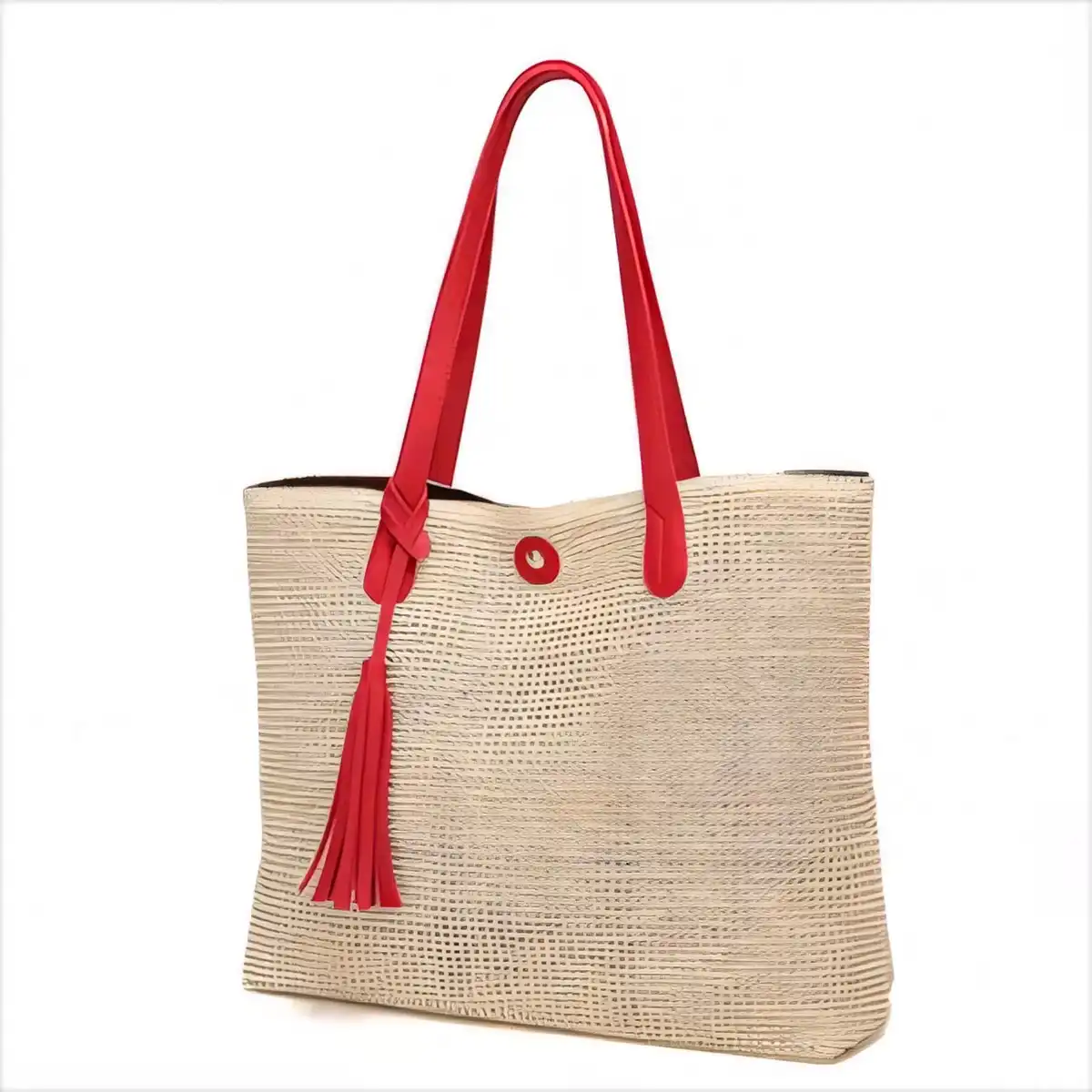 Handwoven Straw Tote with Tassel